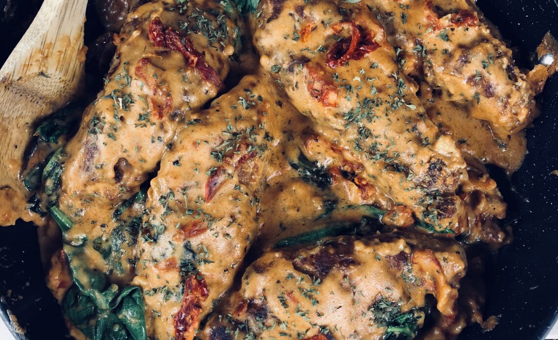 chicken breast, tomato sauce, cream sauce